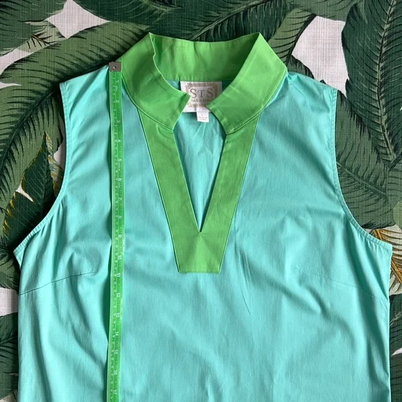 STS Sail to Sable • Preppy Blue & Green Tunic Shift Dress • Size Large - Picture 8 of 10